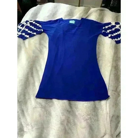 Judith March Dress Womens Size large Blue Embroidered Bell Sleeves Boho Feminine - Picture 4 of 8